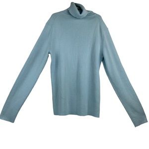 Ann Taylor Women's Light Blue Wool/Cotton Blend Turtleneck Knit Sweater Size M